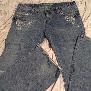 American Eagle Beaded Pocket Skinny Flare Jeans 10